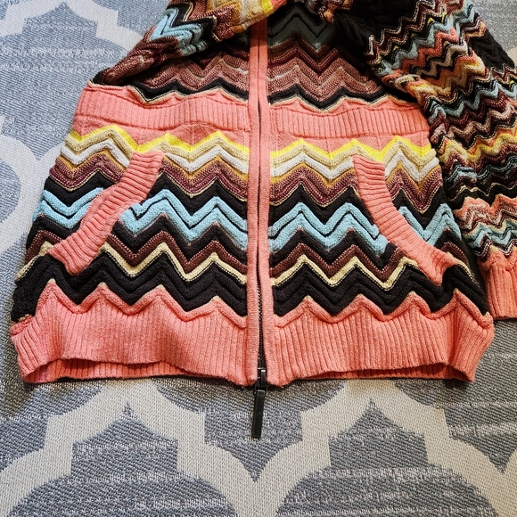 Missoni x Target Zig Zag Chevron Print Girl’s Hooded Zipper Sweater Size M - Picture 8 of 13